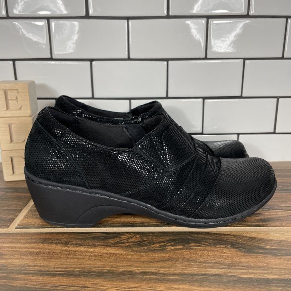 Clarks Channing Kim Women's Size 6.5 Shoes Black Leather Lizard Print Loafers - Picture 3 of 12